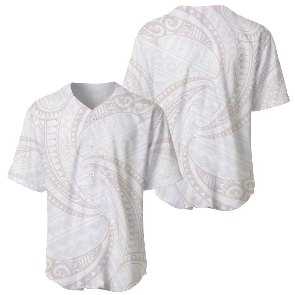 White Sunday Lotu Tamaiti Baseball Jersey Polynesian Wave Pastel Nude - Polynesian Pride