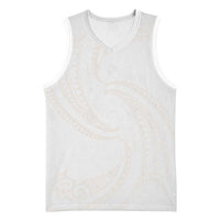 White Sunday Lotu Tamaiti Basketball Jersey Polynesian Wave Pastel Nude - Polynesian Pride