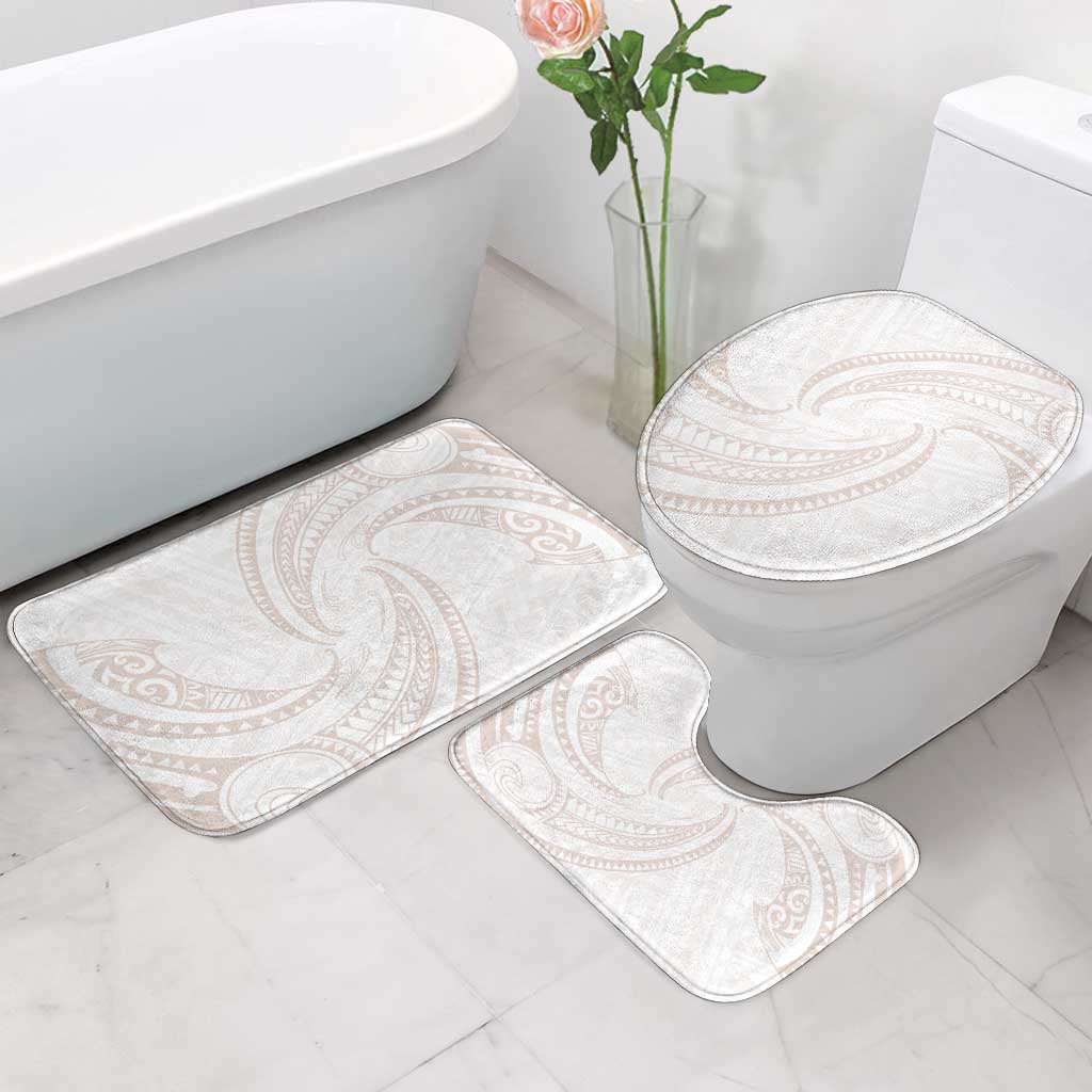 White Sunday Lotu Tamaiti Bathroom Set Polynesian Wave Pastel Nude - Polynesian Pride