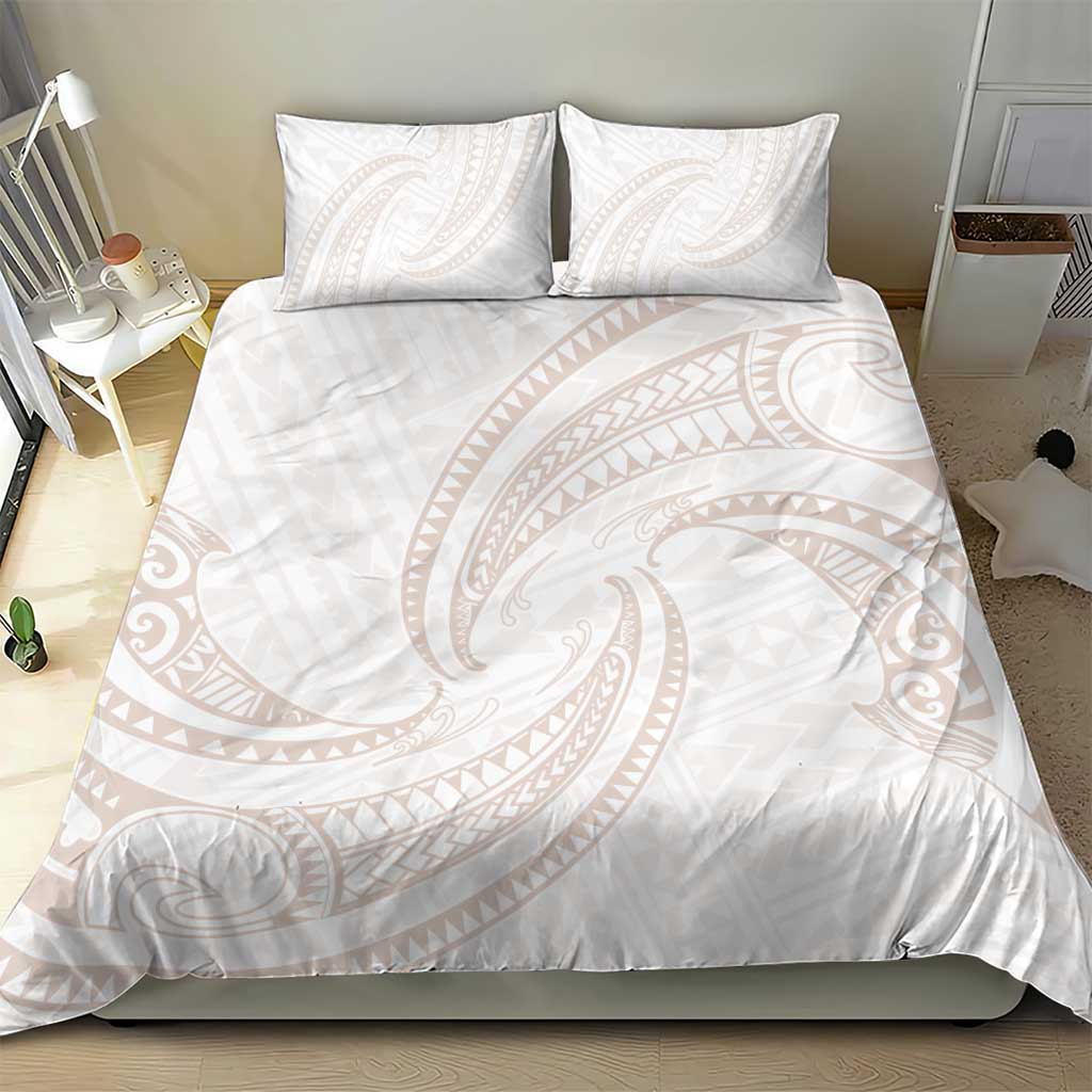 White Sunday Lotu Tamaiti Bedding Set Polynesian Wave Pastel Nude - Polynesian Pride