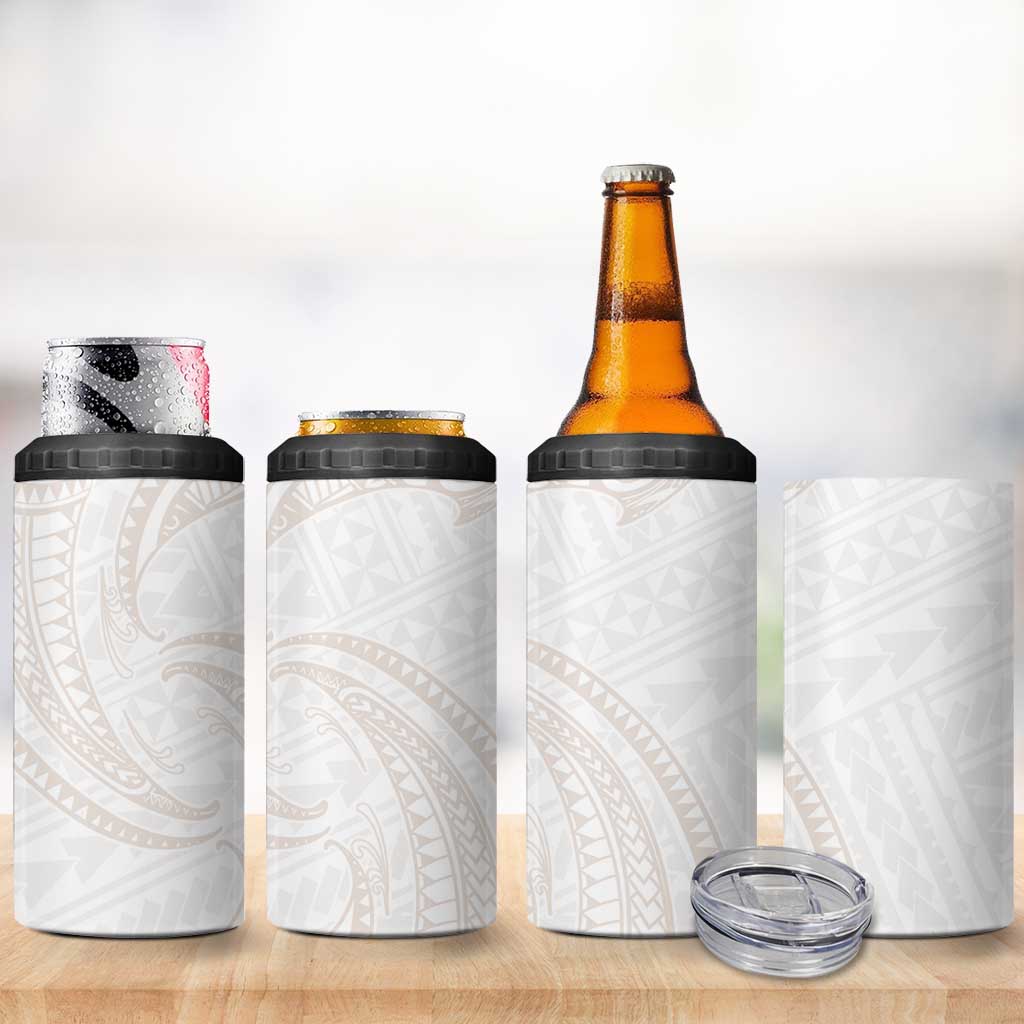 White Sunday Lotu Tamaiti 4 in 1 Can Cooler Tumbler Polynesian Wave Pastel Nude - Polynesian Pride