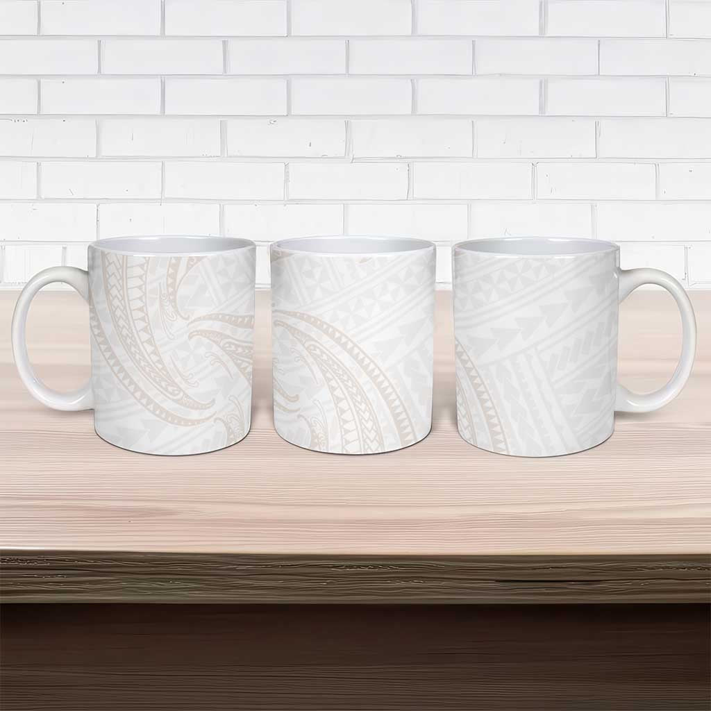White Sunday Lotu Tamaiti Ceramic Mug Polynesian Wave Pastel Nude - Polynesian Pride