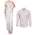 White Sunday Lotu Tamaiti Couples Matching Tank Maxi Dress and Long Sleeve Button Shirt Polynesian Wave Pastel Nude - Polynesian Pride