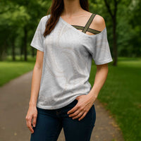 White Sunday Lotu Tamaiti Cross Shoulder Shirt Polynesian Wave Pastel Nude - Polynesian Pride