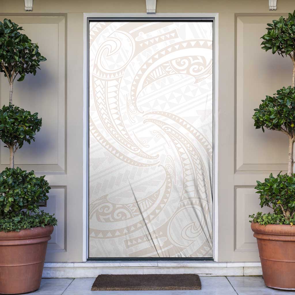 White Sunday Lotu Tamaiti Door Cover Polynesian Wave Pastel Nude - Polynesian Pride