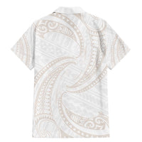 White Sunday Lotu Tamaiti Family Matching Mermaid Dress and Hawaiian Shirt Polynesian Wave Pastel Nude - Polynesian Pride