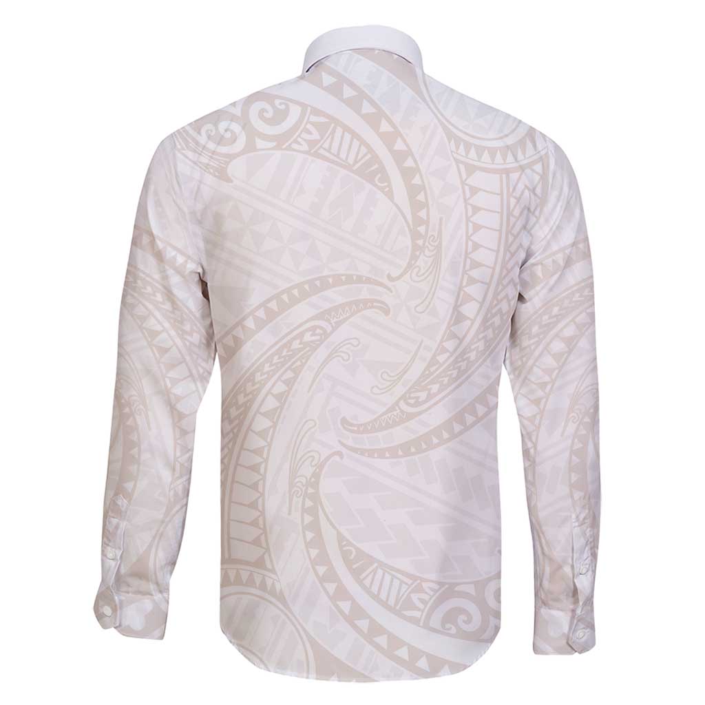 White Sunday Lotu Tamaiti Family Matching Puletasi and Hawaiian Shirt Polynesian Wave Pastel Nude - Polynesian Pride