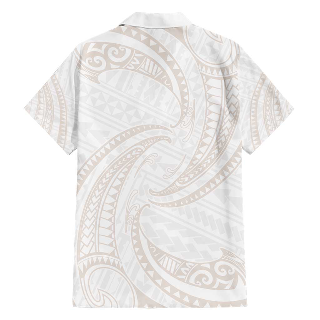 White Sunday Lotu Tamaiti Hawaiian Shirt Polynesian Wave Pastel Nude - Polynesian Pride