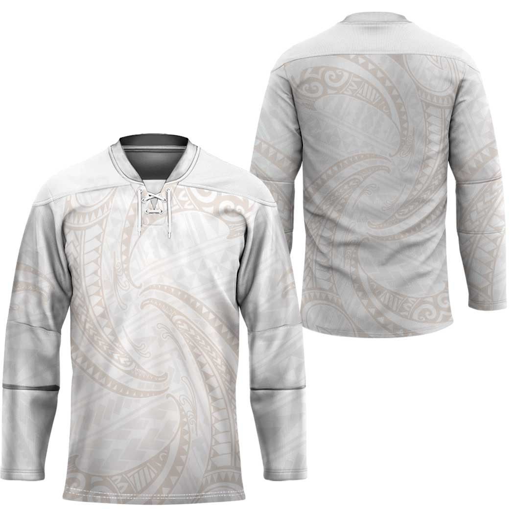 White Sunday Lotu Tamaiti Hockey Jersey Polynesian Wave Pastel Nude - Polynesian Pride