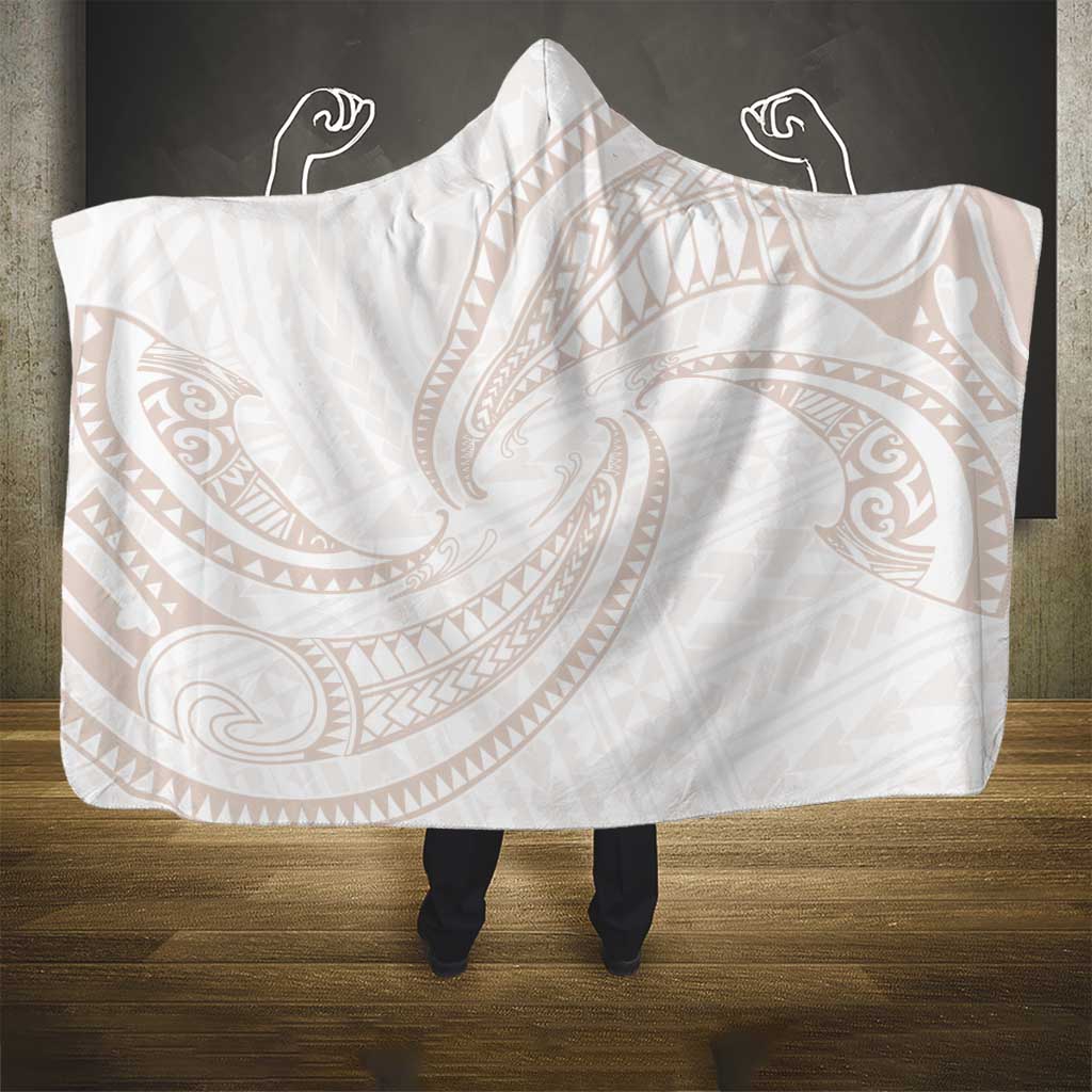 White Sunday Lotu Tamaiti Hooded Blanket Polynesian Wave Pastel Nude - Polynesian Pride