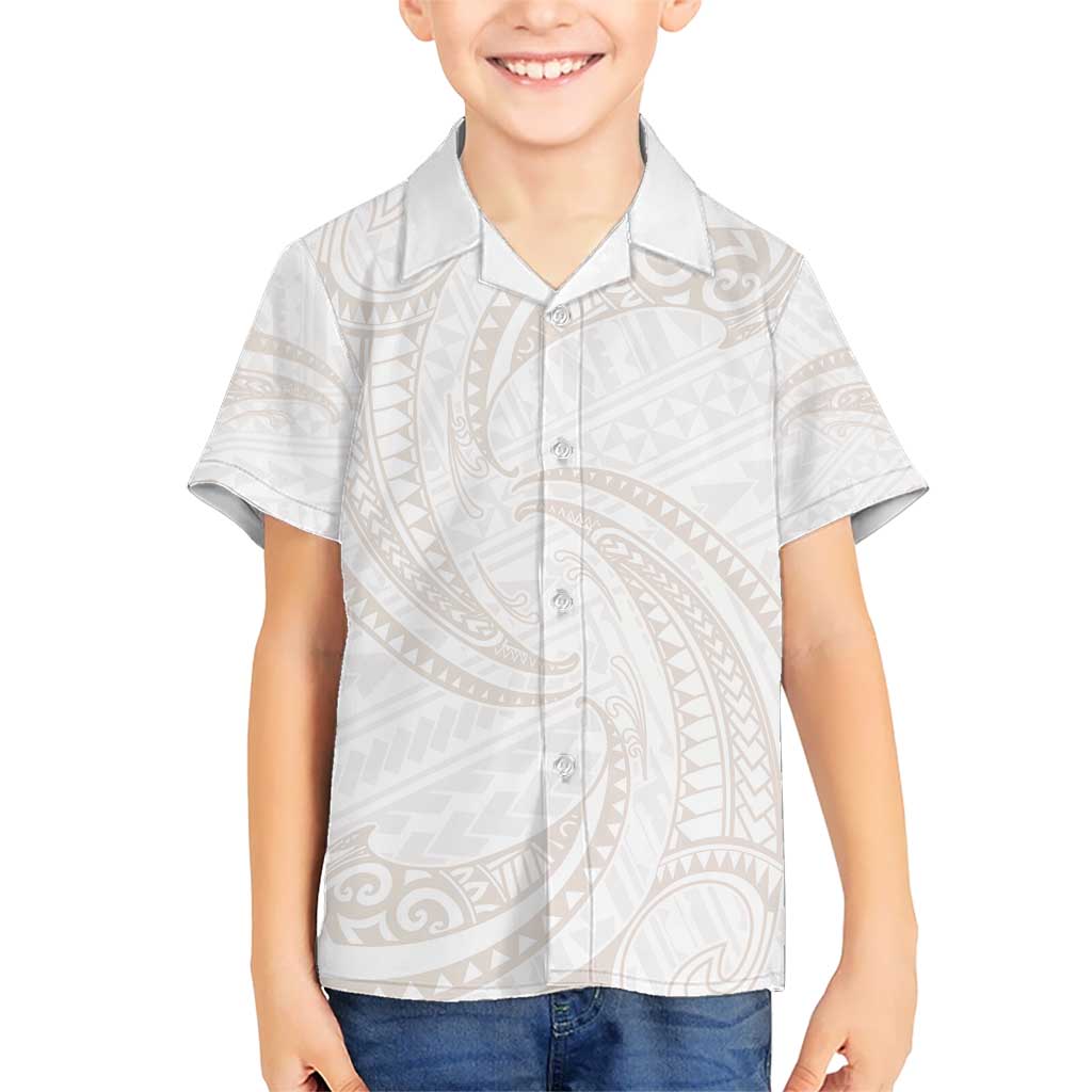 White Sunday Lotu Tamaiti Kid Hawaiian Shirt Polynesian Wave Pastel Nude LT9 Kid Nude - Polynesian Pride