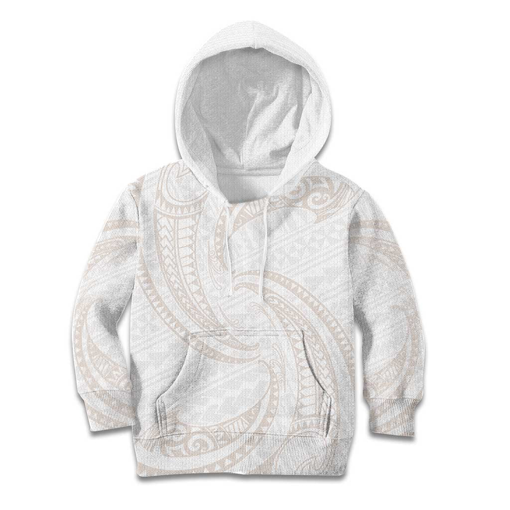 White Sunday Lotu Tamaiti Kid Hoodie Polynesian Wave Pastel Nude - Polynesian Pride