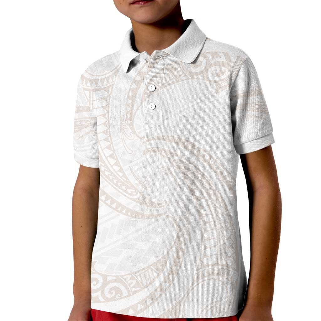 White Sunday Lotu Tamaiti Kid Polo Shirt Polynesian Wave Pastel Nude LT9 Kid Nude - Polynesian Pride