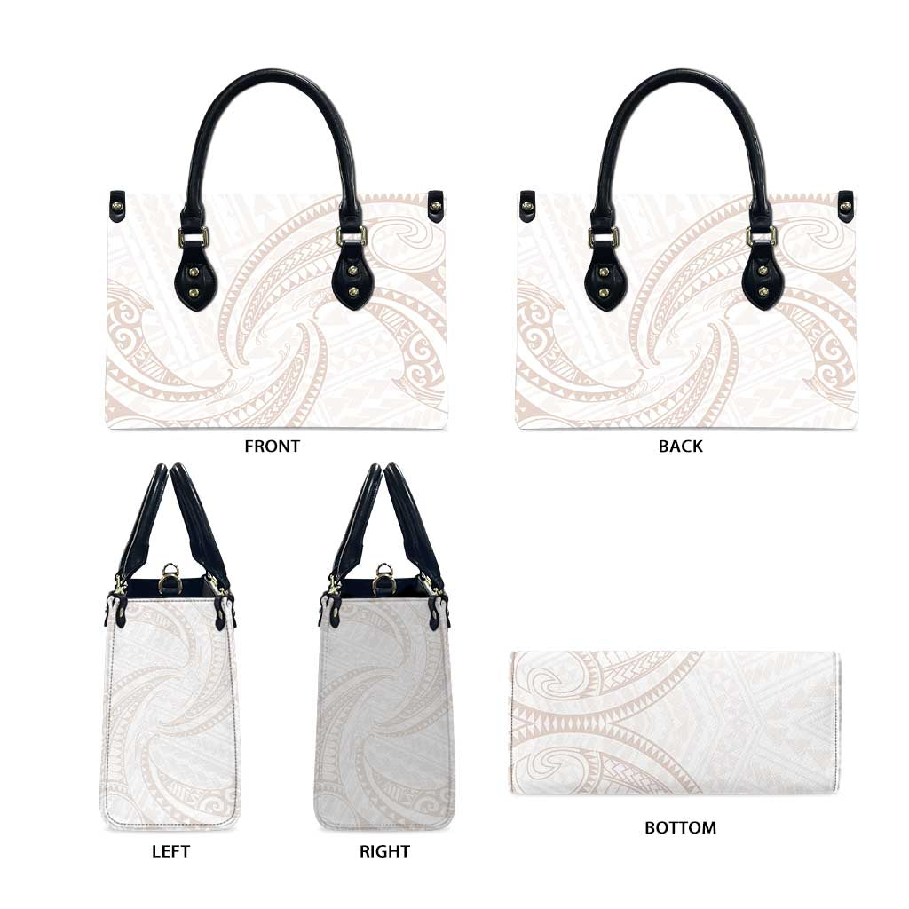 White Sunday Lotu Tamaiti Leather Bag Polynesian Wave Pastel Nude - Polynesian Pride