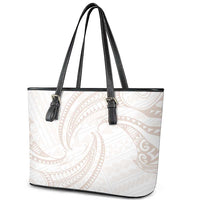 White Sunday Lotu Tamaiti Leather Tote Bag Polynesian Wave Pastel Nude - Polynesian Pride