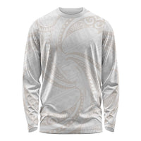 White Sunday Lotu Tamaiti Long Sleeve Shirt Polynesian Wave Pastel Nude - Polynesian Pride