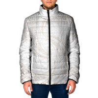 White Sunday Lotu Tamaiti Padded Jacket Polynesian Wave Pastel Nude - Polynesian Pride