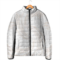 White Sunday Lotu Tamaiti Padded Jacket Polynesian Wave Pastel Nude - Polynesian Pride