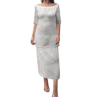 White Sunday Lotu Tamaiti Puletasi Polynesian Wave Pastel Nude - Polynesian Pride