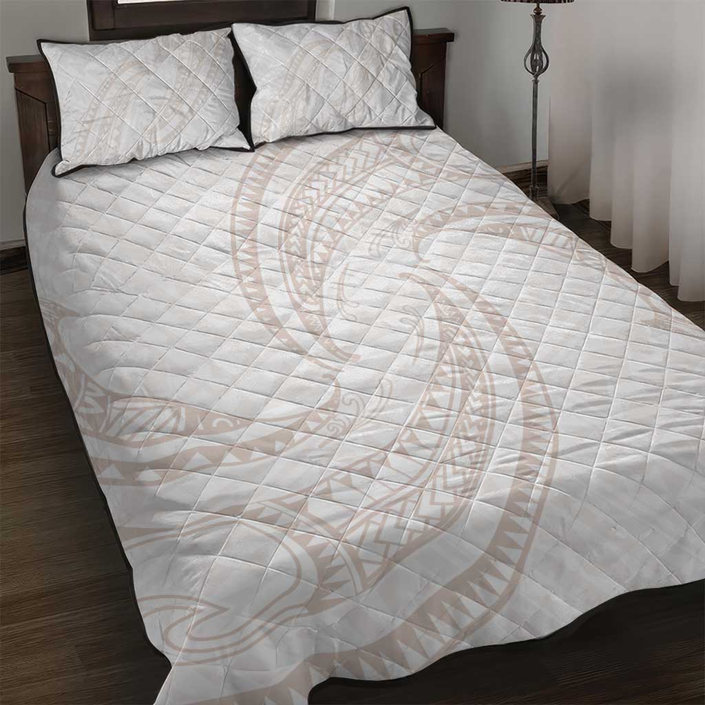 White Sunday Lotu Tamaiti Quilt Bed Set Polynesian Wave Pastel Nude LT9 Nude - Polynesian Pride