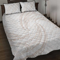 White Sunday Lotu Tamaiti Quilt Bed Set Polynesian Wave Pastel Nude - Polynesian Pride