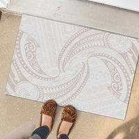 White Sunday Lotu Tamaiti Rubber Doormat Polynesian Wave Pastel Nude - Polynesian Pride
