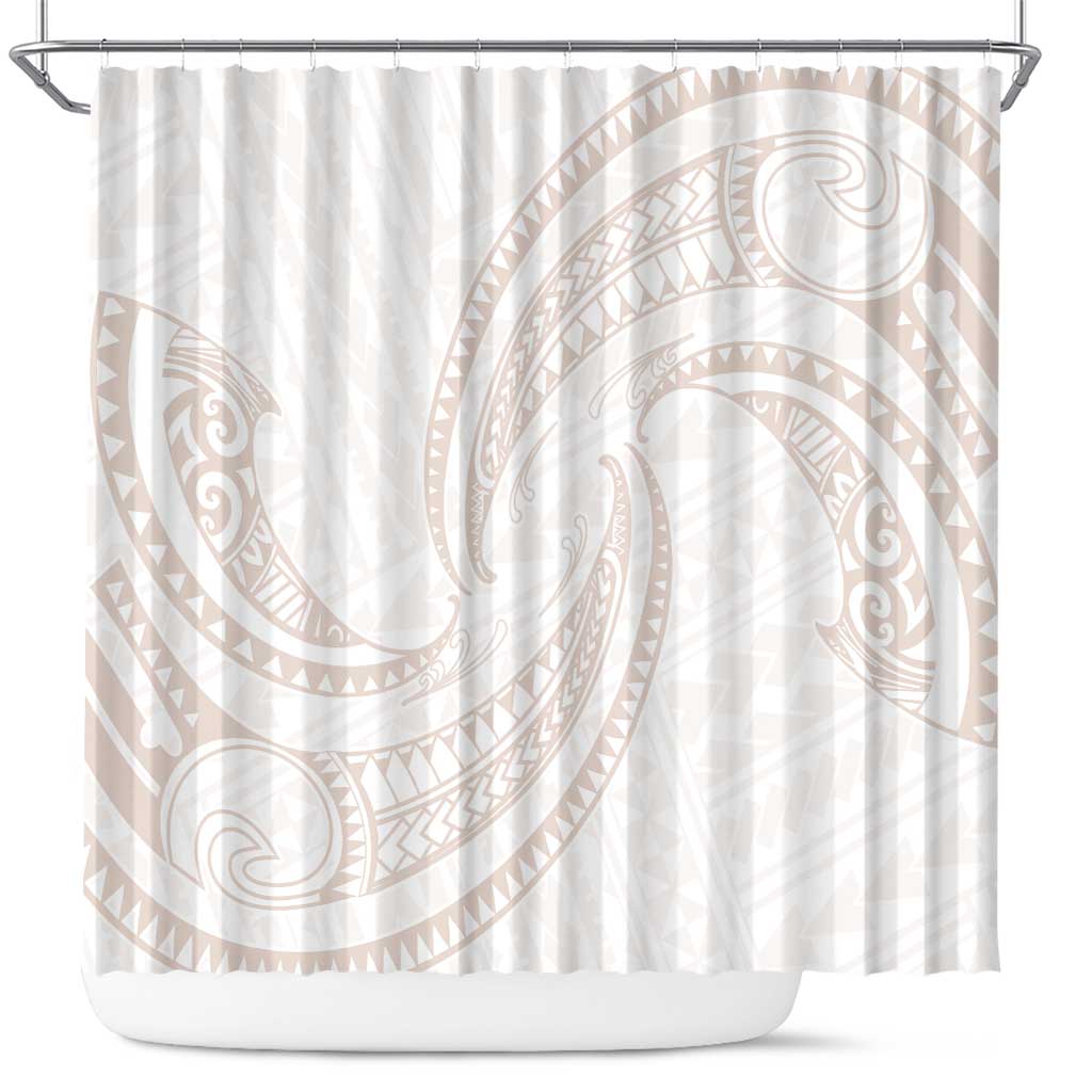 White Sunday Lotu Tamaiti Shower Curtain Polynesian Wave Pastel Nude LT9 Nude - Polynesian Pride