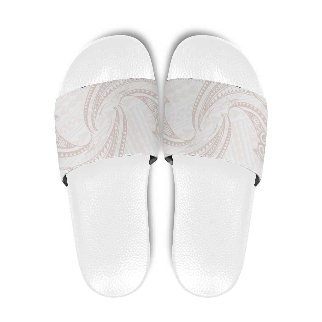 White Sunday Lotu Tamaiti Slide Sandals Polynesian Wave Pastel Nude - Polynesian Pride