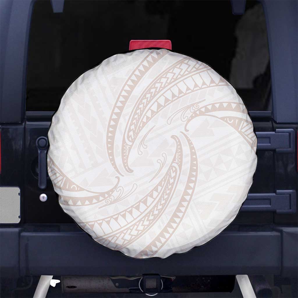 White Sunday Lotu Tamaiti Spare Tire Cover Polynesian Wave Pastel Nude - Polynesian Pride