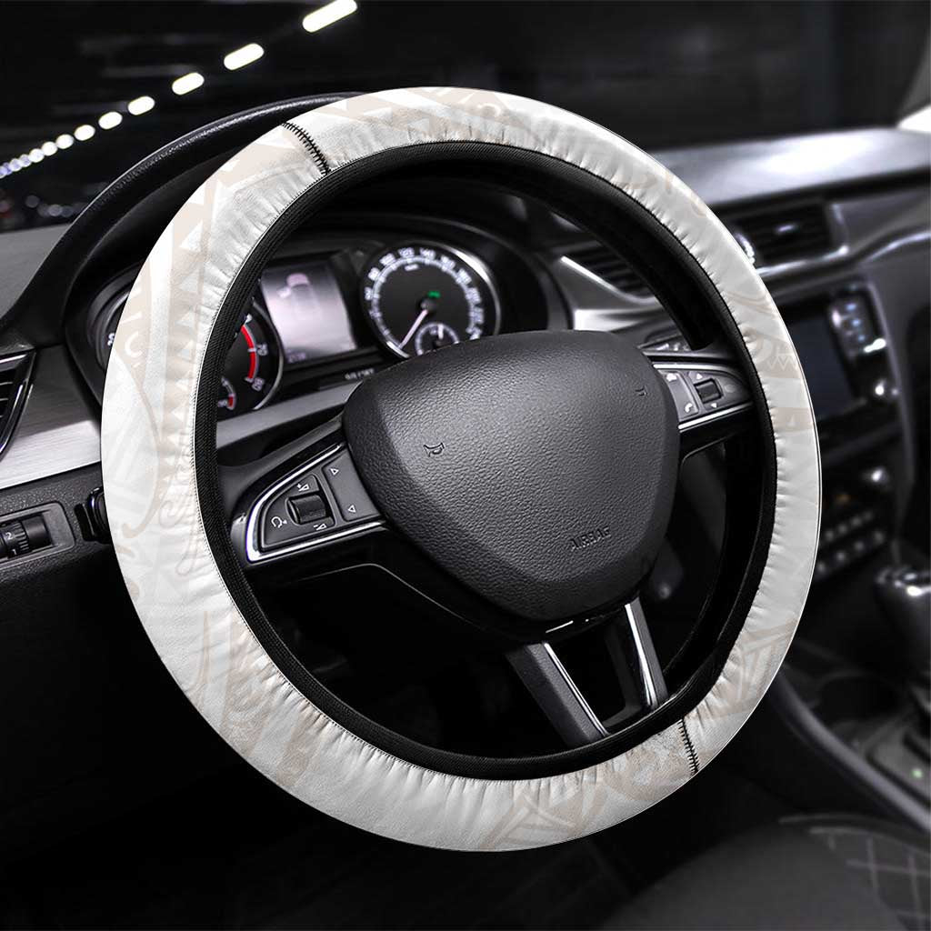 White Sunday Lotu Tamaiti Steering Wheel Cover Polynesian Wave Pastel Nude LT9 Universal Fit Nude - Polynesian Pride