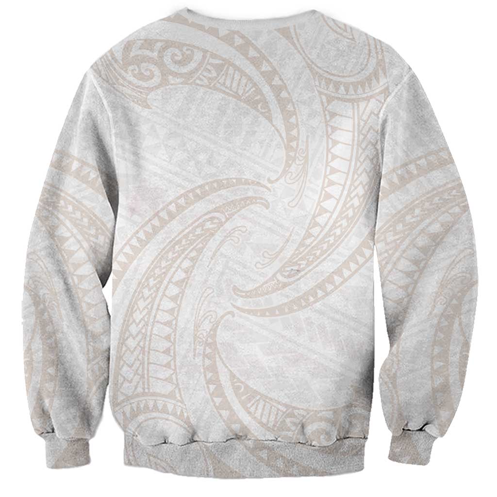 White Sunday Lotu Tamaiti Sweatshirt Polynesian Wave Pastel Nude - Polynesian Pride