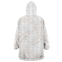 White Sunday Lotu Tamaiti Wearable Blanket Hoodie Polynesian Wave Pastel Nude - Polynesian Pride