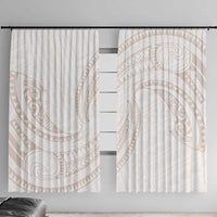 White Sunday Lotu Tamaiti Window Curtain Polynesian Wave Pastel Nude - Polynesian Pride