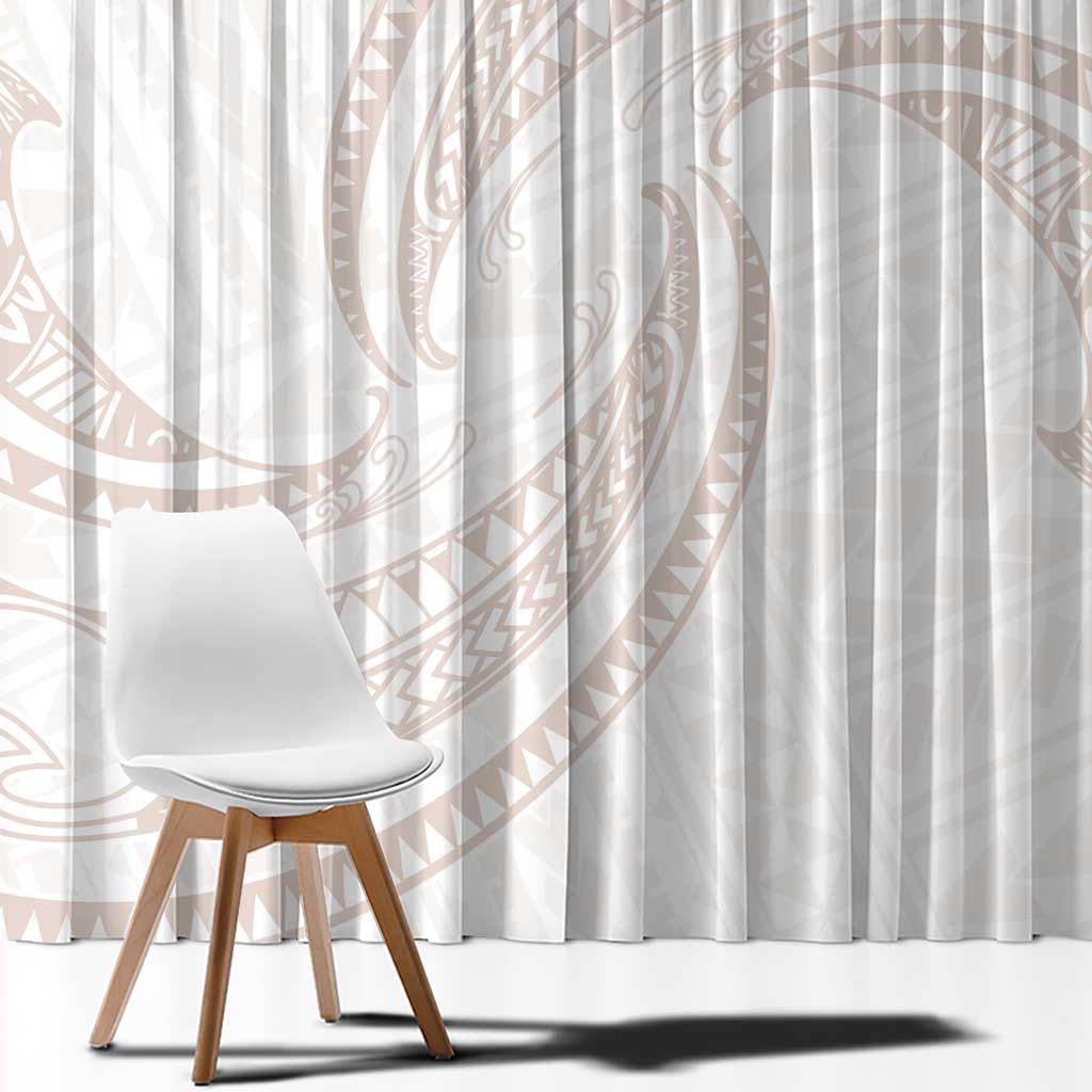 White Sunday Lotu Tamaiti Window Curtain Polynesian Wave Pastel Nude - Polynesian Pride