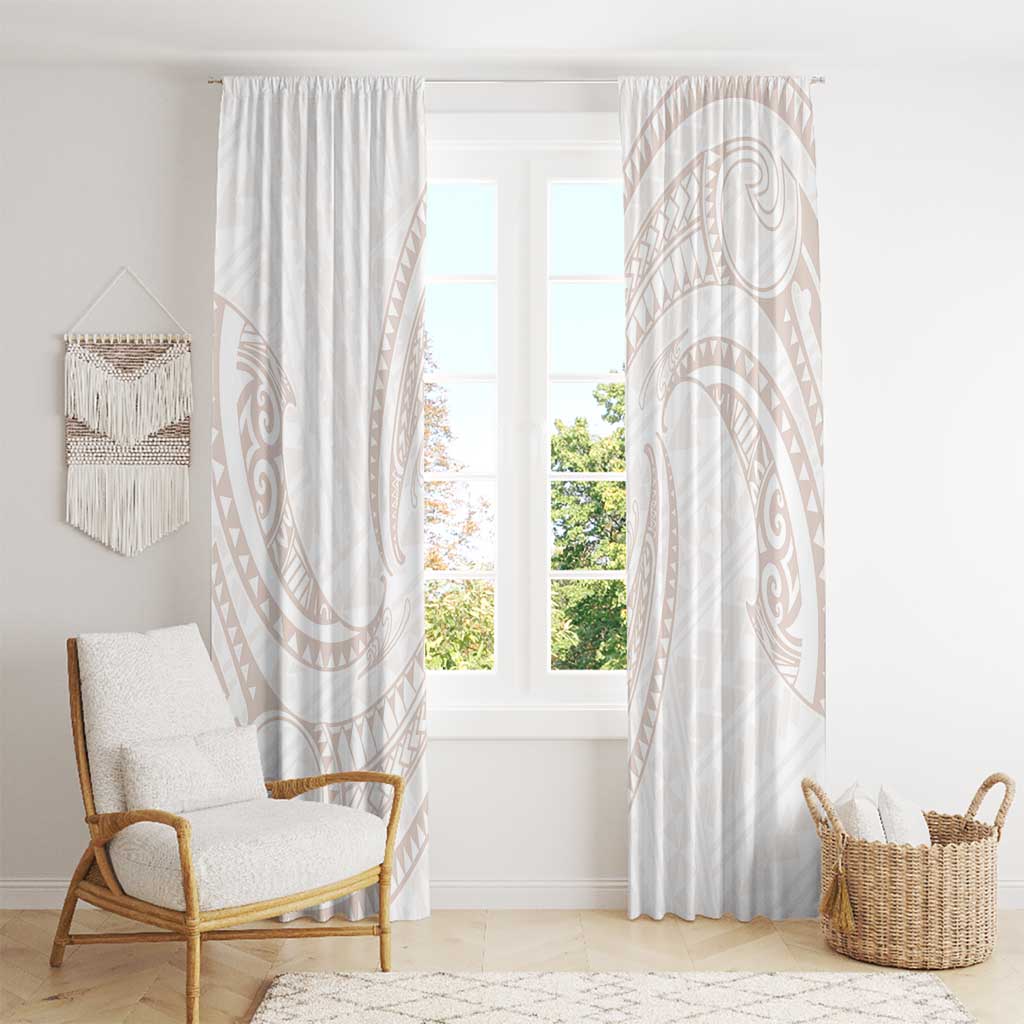 White Sunday Lotu Tamaiti Window Curtain Polynesian Wave Pastel Nude - Polynesian Pride