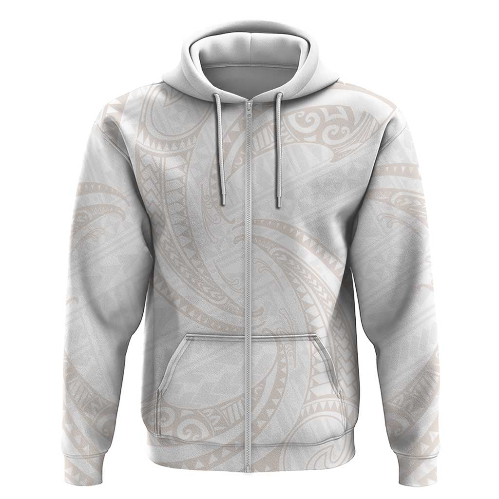 White Sunday Lotu Tamaiti Zip Hoodie Polynesian Wave Pastel Nude LT9 Zip Hoodie Nude - Polynesian Pride