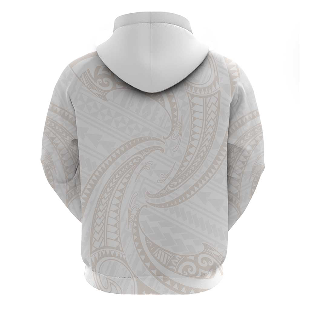 White Sunday Lotu Tamaiti Zip Hoodie Polynesian Wave Pastel Nude - Polynesian Pride