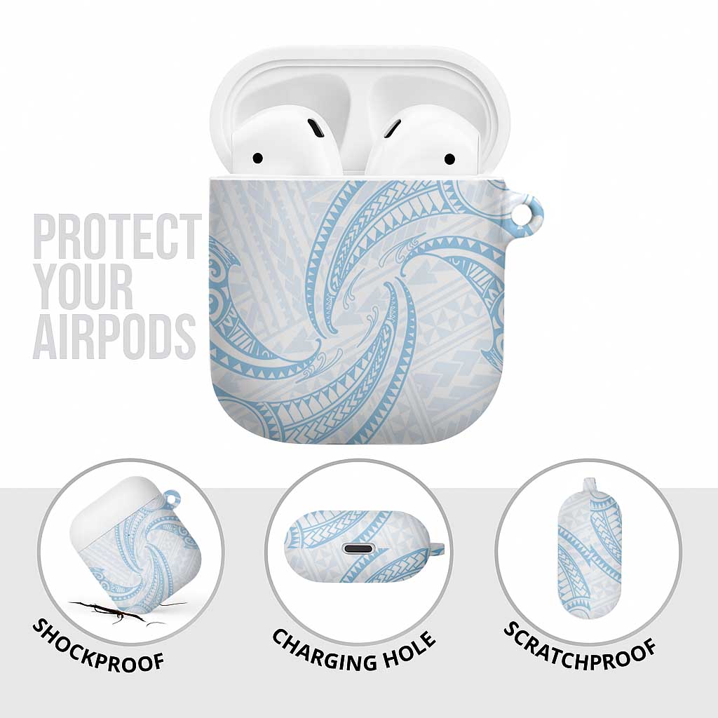 White Sunday Lotu Tamaiti AirPods Case Polynesian Wave Pastel Sky Blue - Polynesian Pride