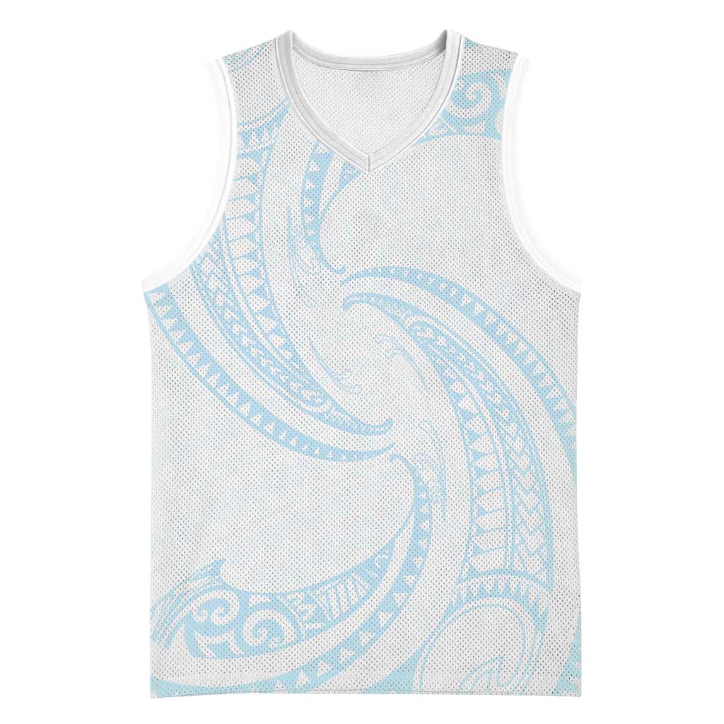 White Sunday Lotu Tamaiti Basketball Jersey Polynesian Wave Pastel Sky Blue LT9 Unisex Blue - Polynesian Pride