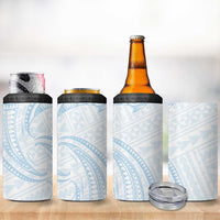 White Sunday Lotu Tamaiti 4 in 1 Can Cooler Tumbler Polynesian Wave Pastel Sky Blue - Polynesian Pride
