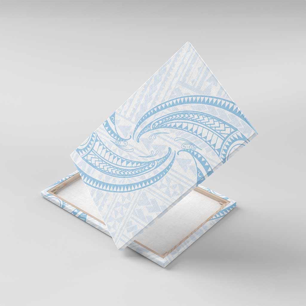 White Sunday Lotu Tamaiti Canvas Wall Art Polynesian Wave Pastel Sky Blue - Polynesian Pride
