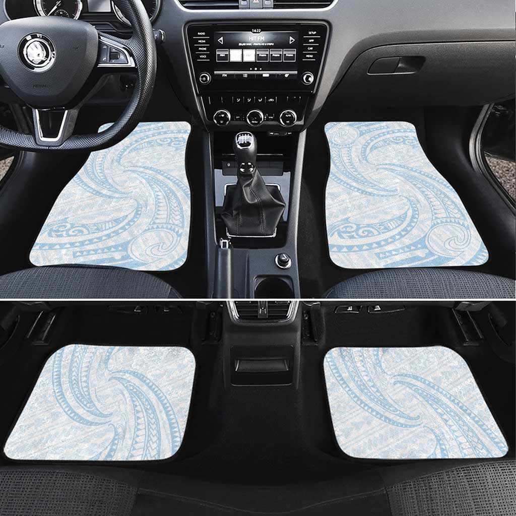 White Sunday Lotu Tamaiti Car Mats Polynesian Wave Pastel Sky Blue - Polynesian Pride