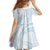 White Sunday Lotu Tamaiti Family Matching Off Shoulder Short Dress and Hawaiian Shirt Polynesian Wave Pastel Sky Blue - Polynesian Pride