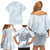 White Sunday Lotu Tamaiti Family Matching Off Shoulder Short Dress and Hawaiian Shirt Polynesian Wave Pastel Sky Blue - Polynesian Pride