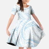 White Sunday Lotu Tamaiti Family Matching Summer Maxi Dress and Hawaiian Shirt Polynesian Wave Pastel Sky Blue - Polynesian Pride