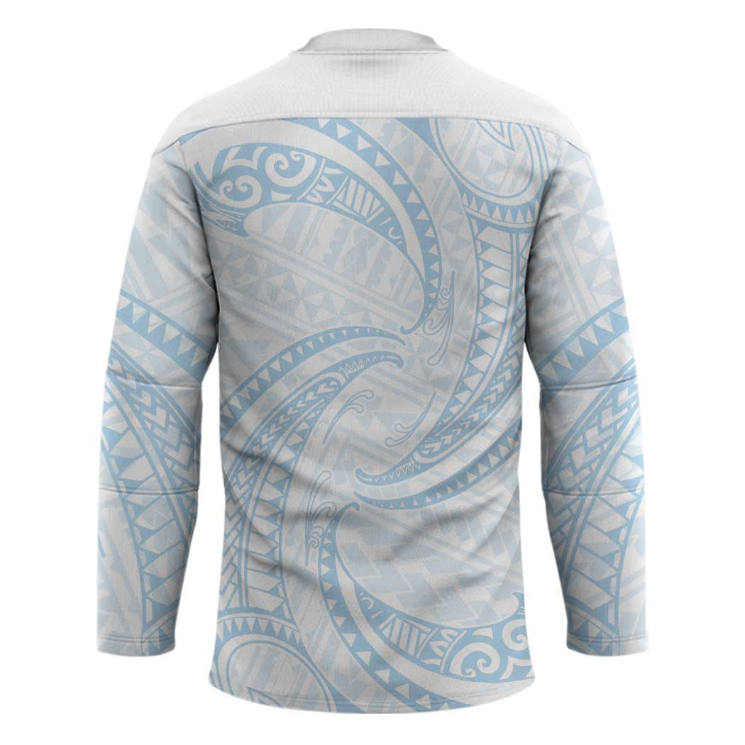 White Sunday Lotu Tamaiti Hockey Jersey Polynesian Wave Pastel Sky Blue - Polynesian Pride