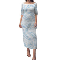 White Sunday Lotu Tamaiti Puletasi Polynesian Wave Pastel Sky Blue - Polynesian Pride