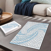 White Sunday Lotu Tamaiti Puzzle Polynesian Wave Pastel Sky Blue - Polynesian Pride