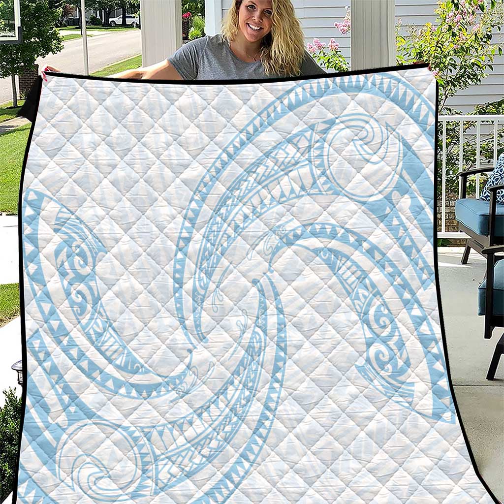 White Sunday Lotu Tamaiti Quilt Polynesian Wave Pastel Sky Blue LT9 Blue - Polynesian Pride