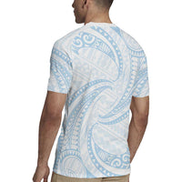 White Sunday Lotu Tamaiti Rugby Jersey Polynesian Wave Pastel Sky Blue - Polynesian Pride